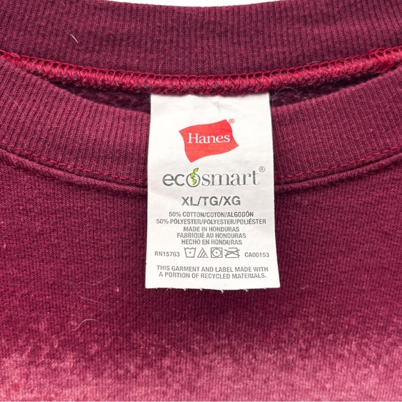 “Merry Christmas” Bleach Dyed Women’s XL Burgundy Crew Neck Sweatshirt - Picture 4 of 6